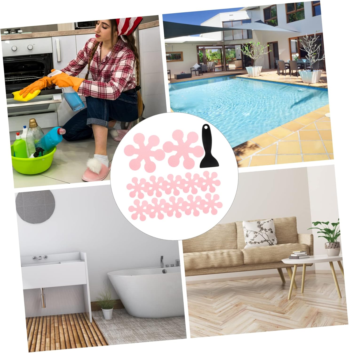 BEBEMOKO Non-Slip Shower Sticker Set for Bathrooms