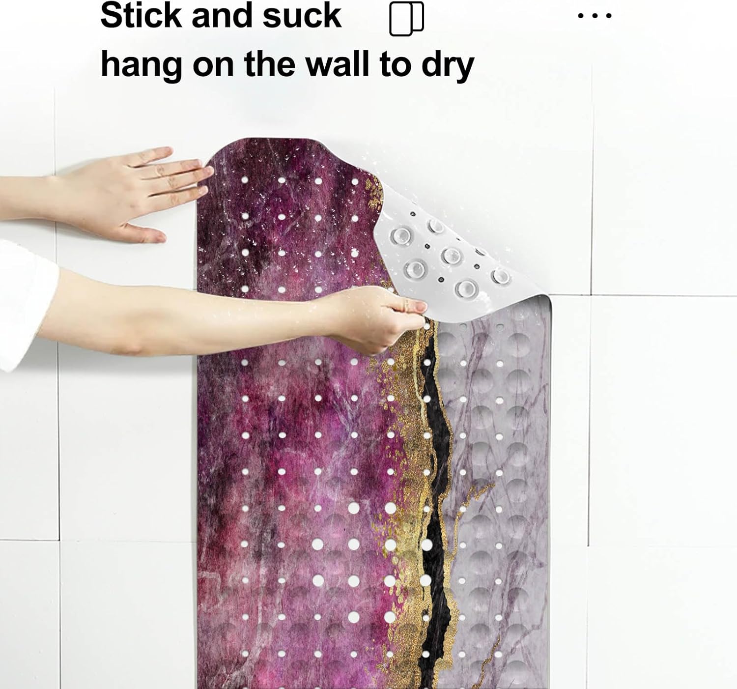 LNOND PinkGold Marble Bathtub Mat