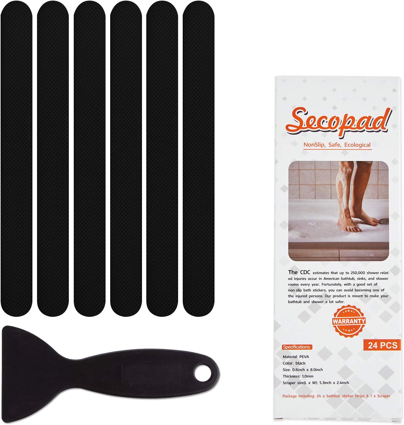 Non-Slip Bathtub Stickers 24 PCS Safety bathroom tubs Showers Adhesive Decals Scraper