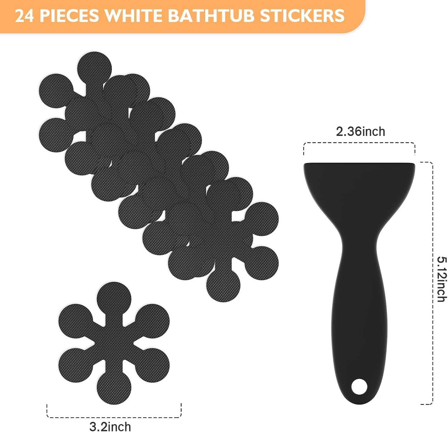 24 piece snowflake non-slip bathtub stickers for safe bathroom use