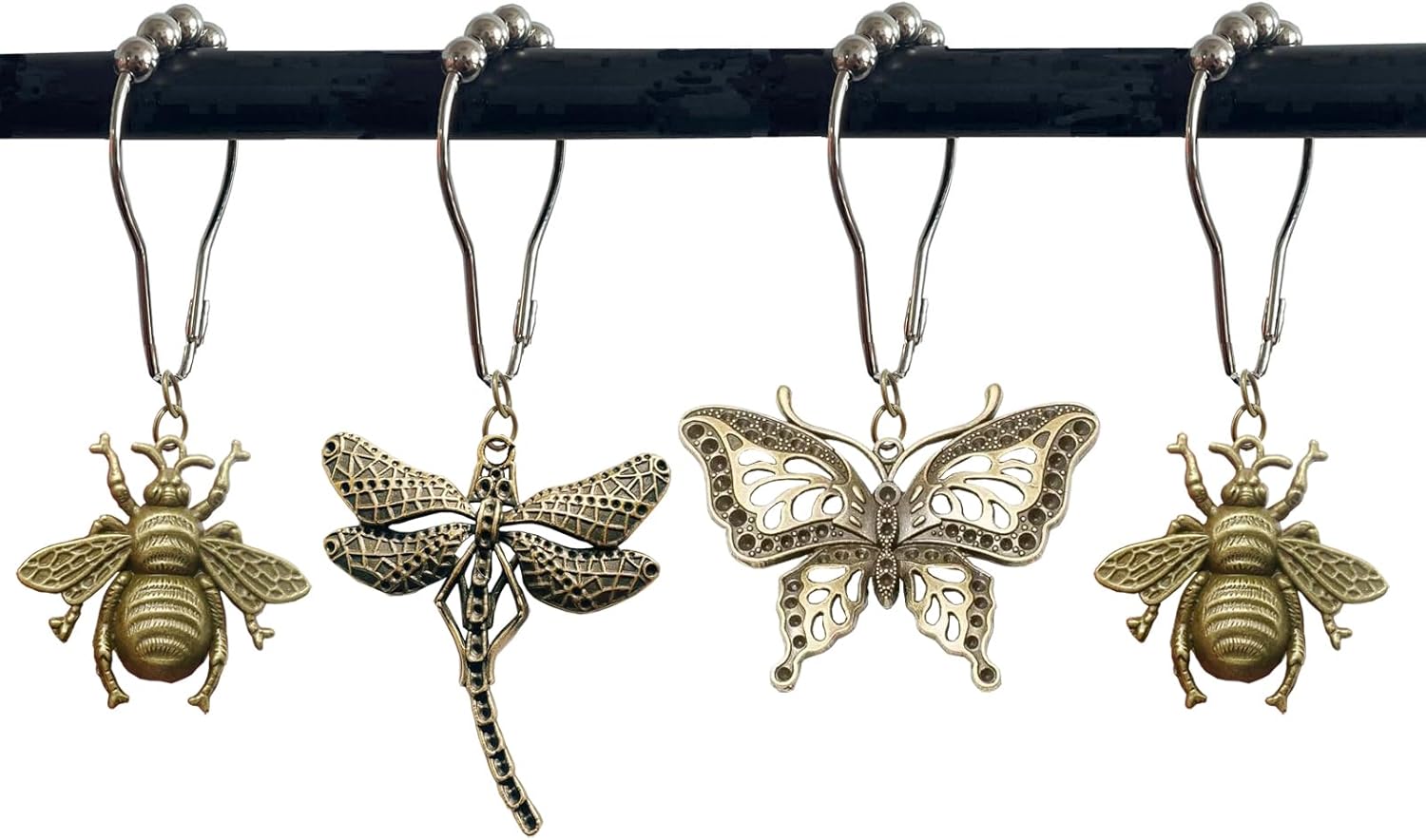 12Pcs Dragonfly Butterfly Bee Shower Curtain Hooks