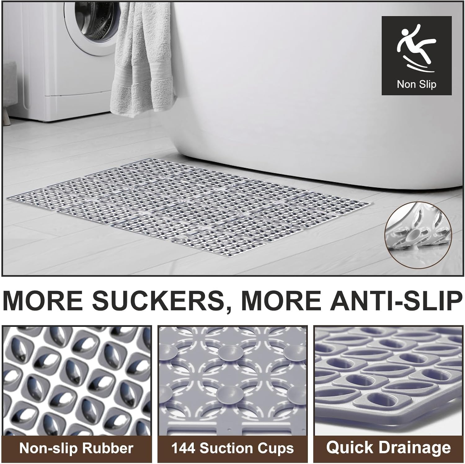 Perfect Size Non-Slip Bathtub Mat for Elderly Kids