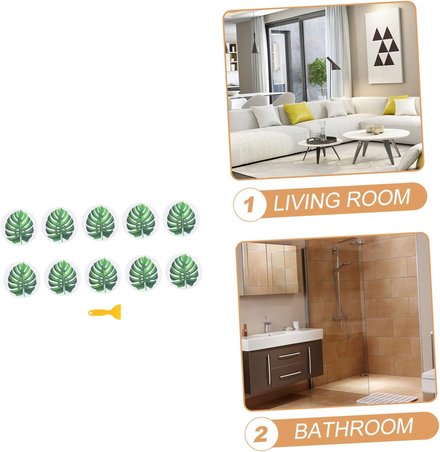 VALICLUD Non-Slip Leaf Shape Bathtub Stickers Set