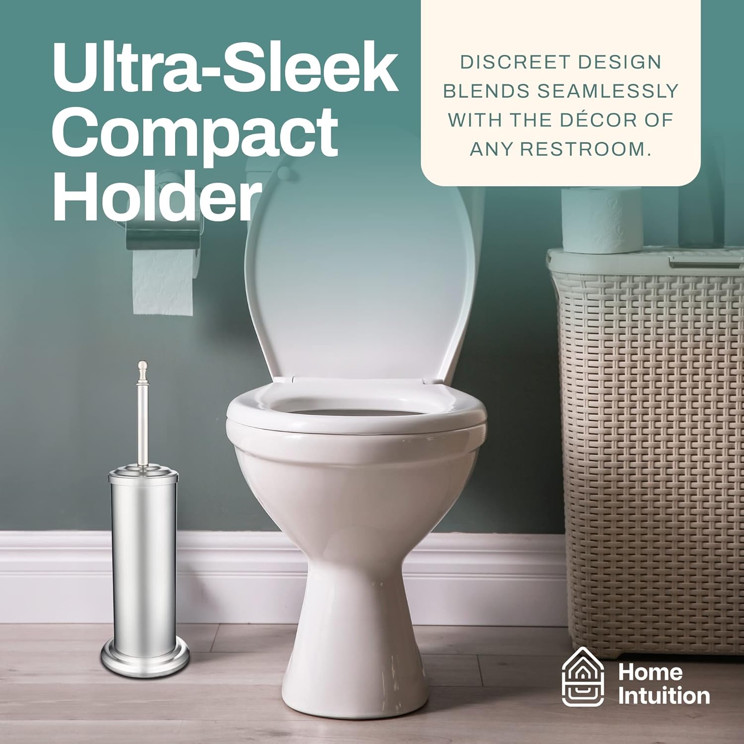2 Pack Stainless Steel Toilet Brush and Holder Set