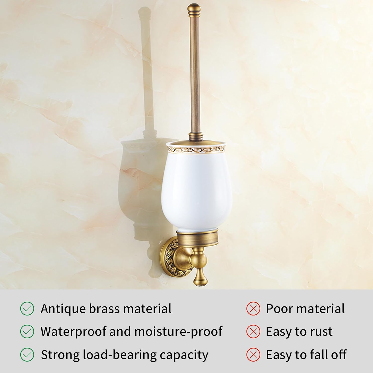 PEONYBATH Antique Bronze Toiletd Brush with Holder