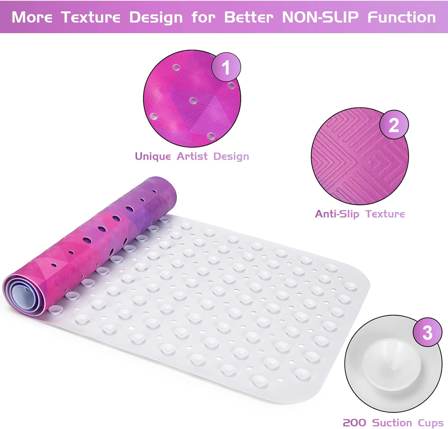 Reetual XL Shower Mat Durable Soft for Bathroom Use