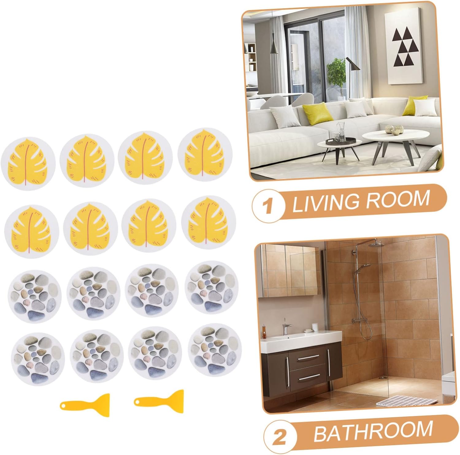 Sticker Set - Anti-Slip Bathroom Leaf Stickers for Safety and Fun
