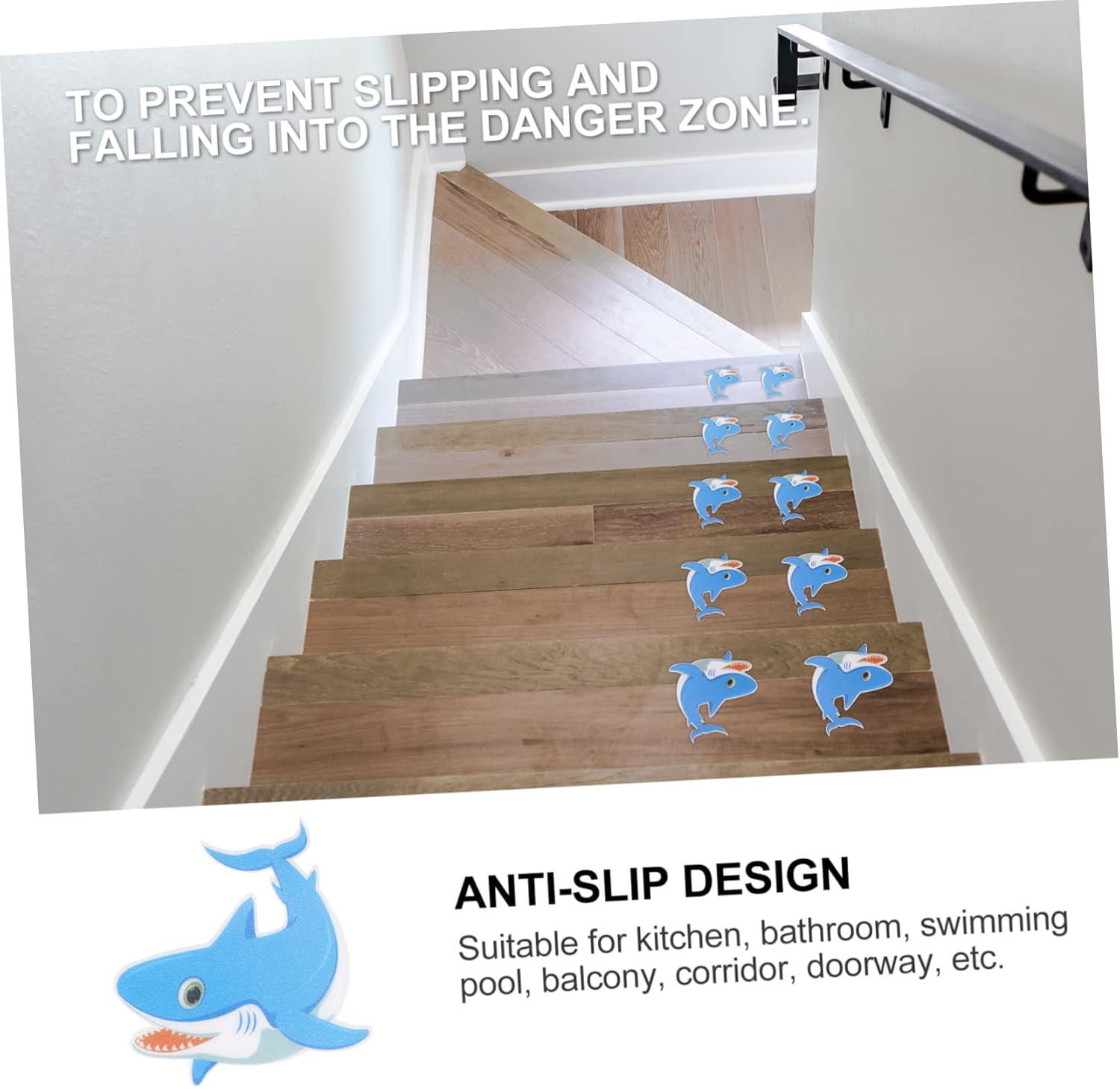Safety Showers Peva Non-Slip Shark Blue Stickers Bathroom Kitchen