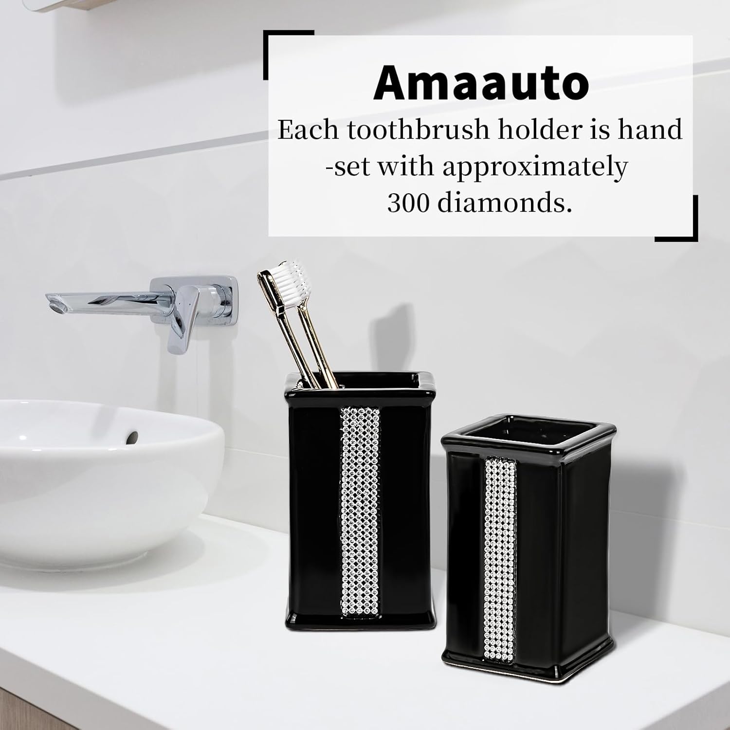 Black Ceramic Bathroom Accessory Set 4 Pcs