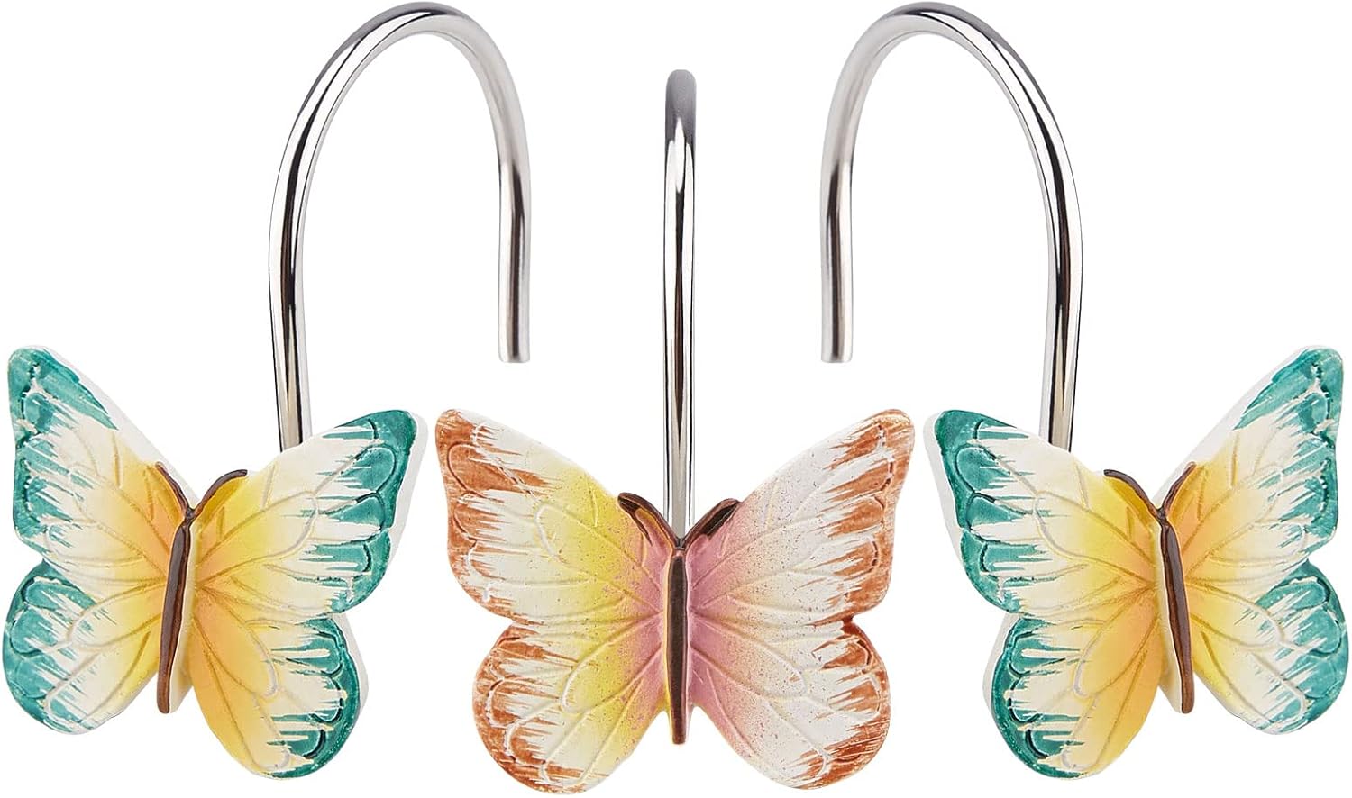 AGPTEK 12PCS Butterfly Decorative Resin Hooks for Shower Curtain