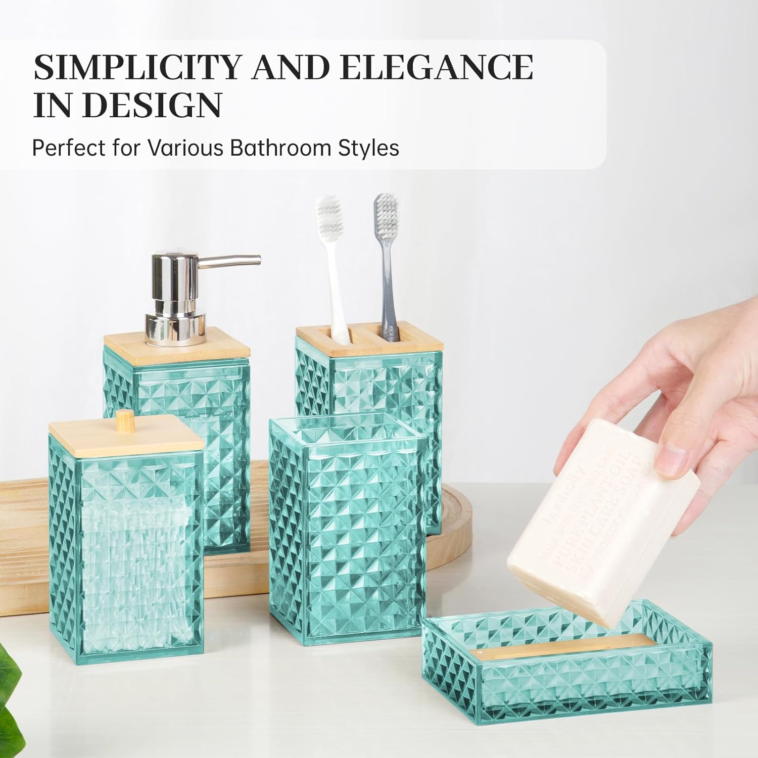 5-Piece Grid Pattern Bathroom Accessory Set High-Quality Design
