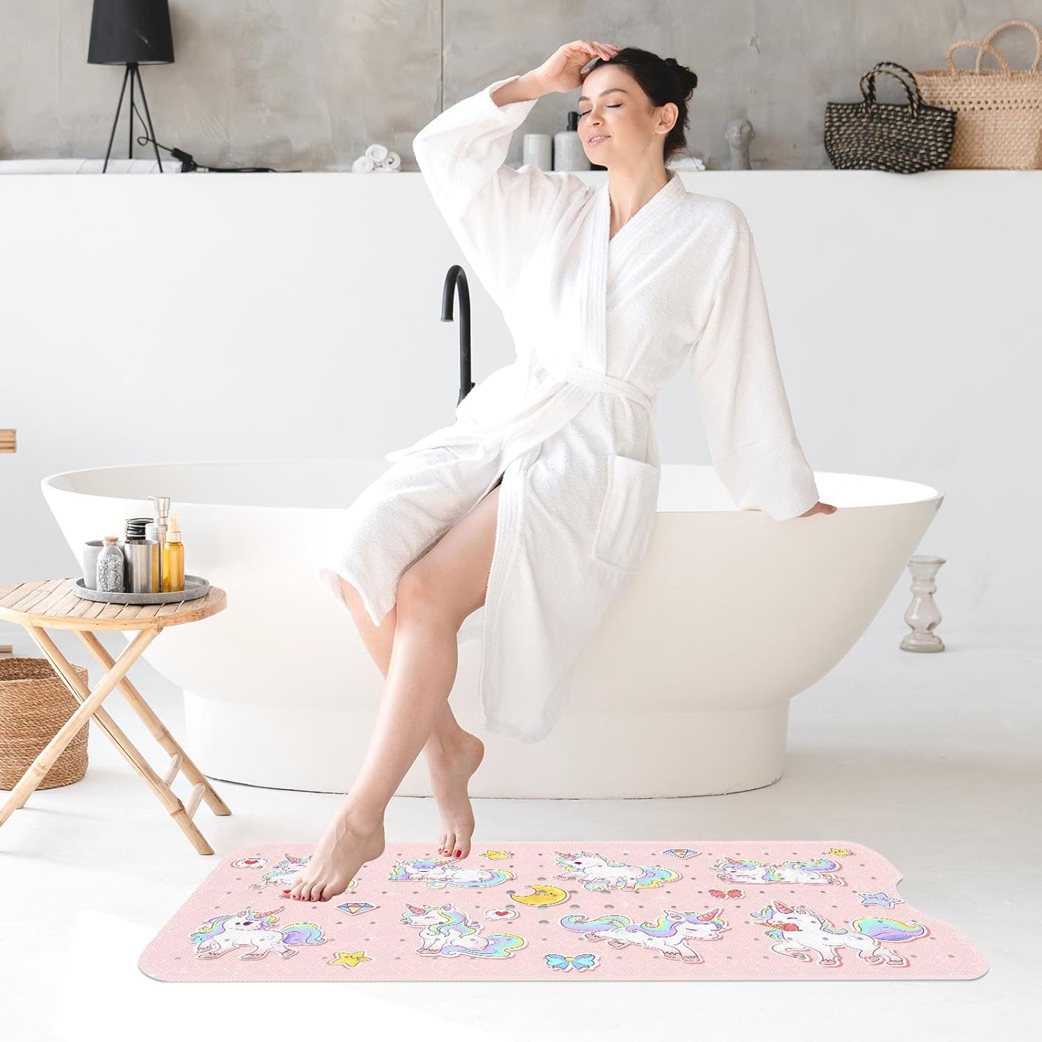 Stunning Kawaii Unicorns Bathtub Mat for Kids