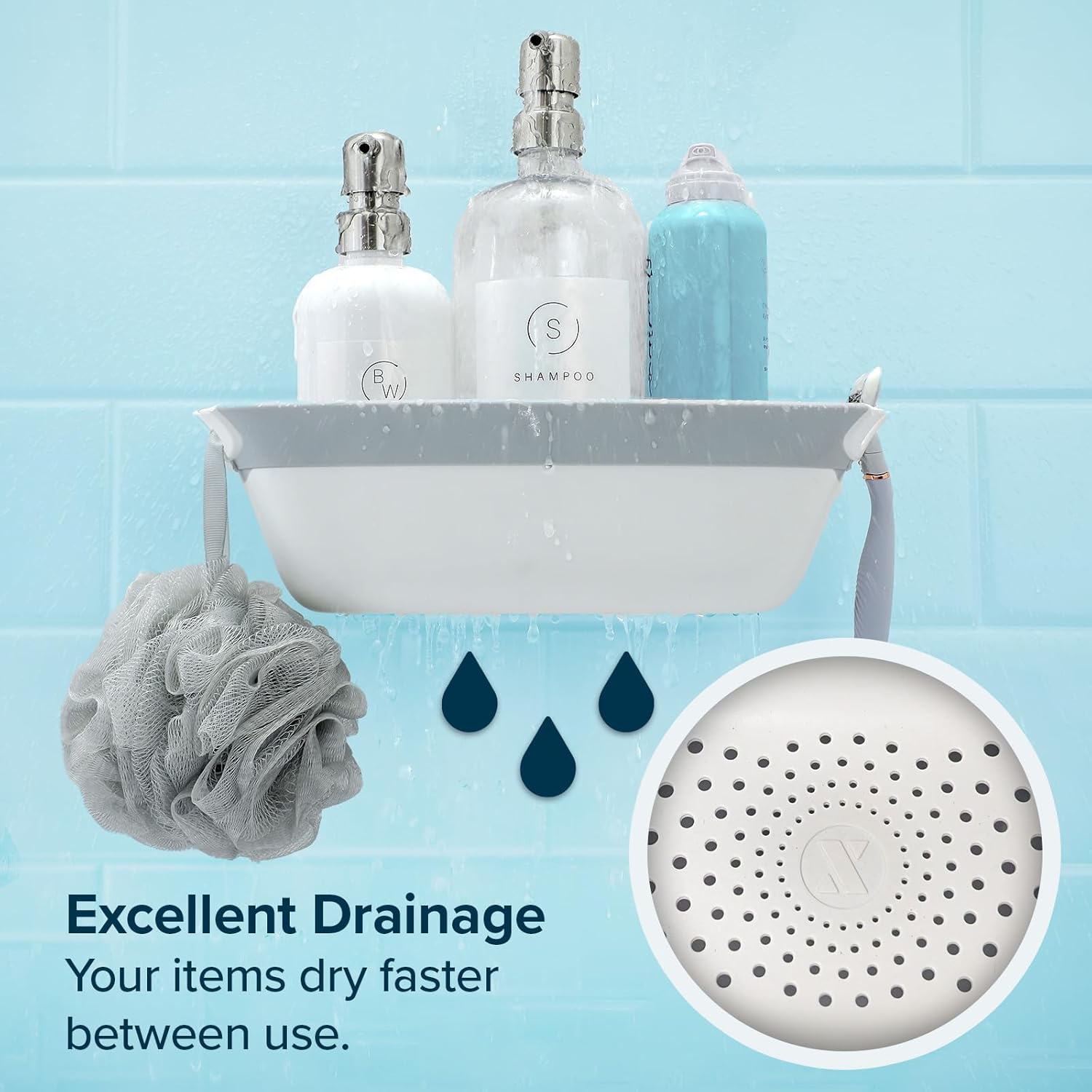 SlipX 2-Pack Suction Cup Shower Organizer