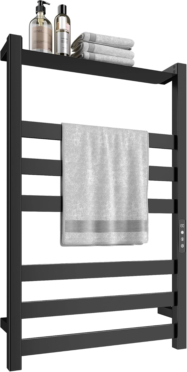 Colliford Towel Warmer Rack 6 Bars Black