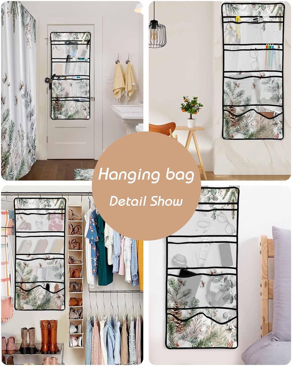 Zfuncing Shower Curtain Mesh Organizer with Hooks