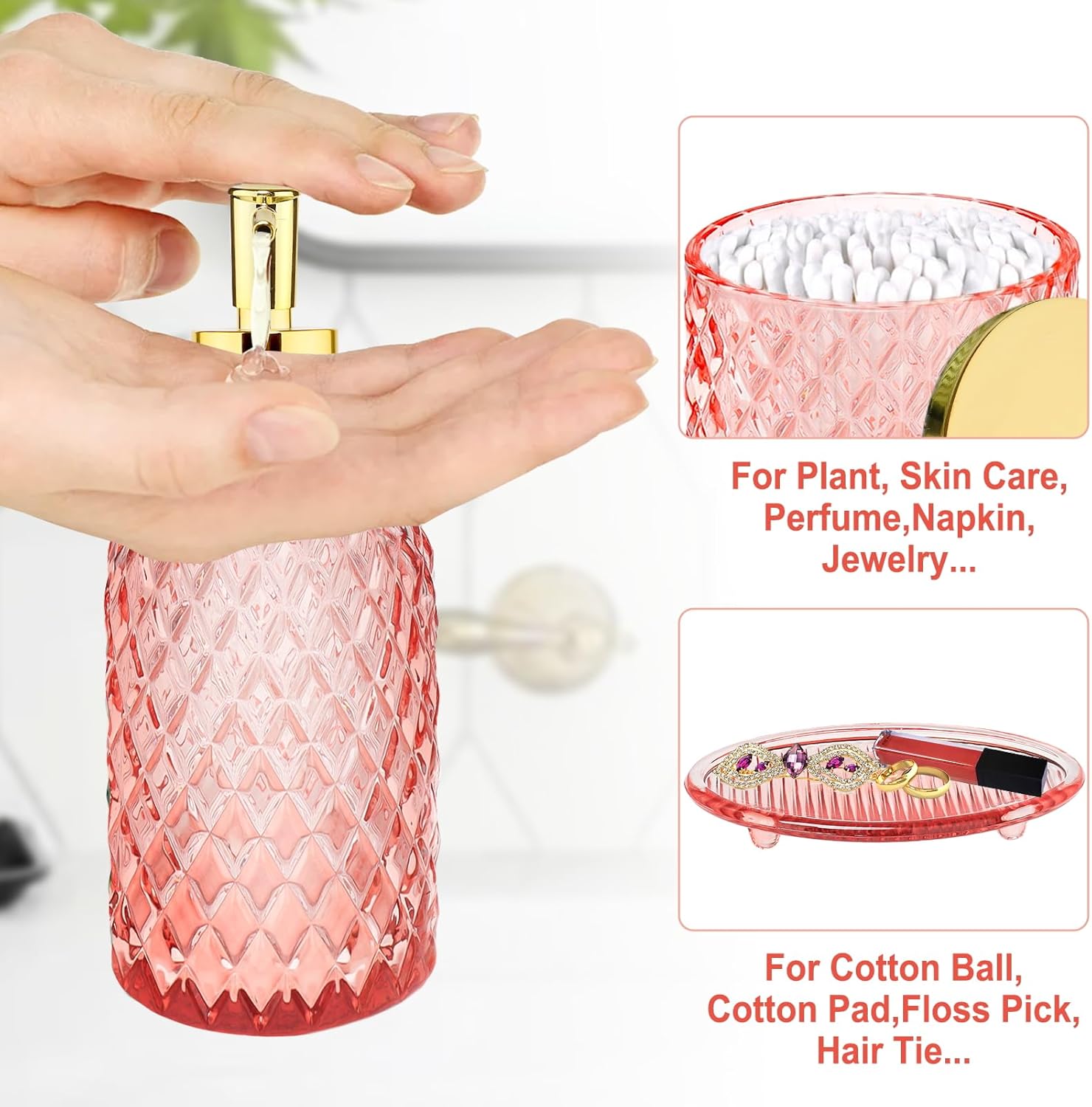 Haturi Pink Bathroom Accessories Set