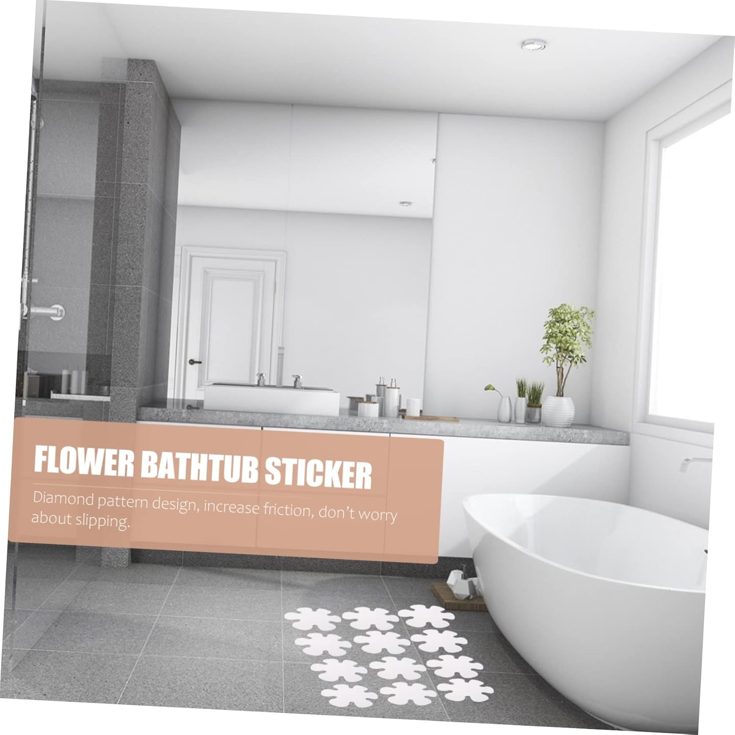 Wakauto 20Pcs Flower Shape Non-Slip Bath Safety Stickers