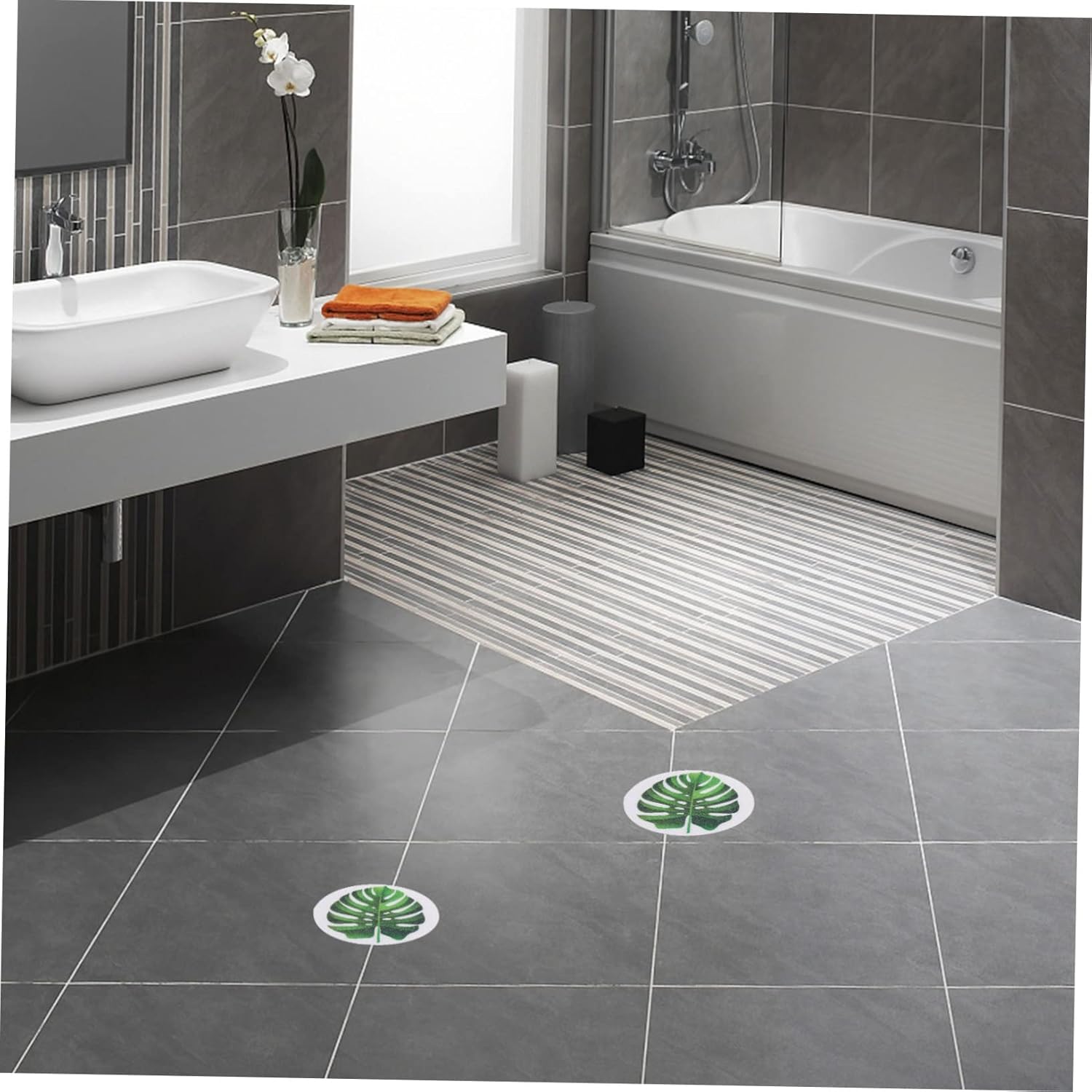Tame Slip with Peva Leaf Sticker for Bathtub Safety