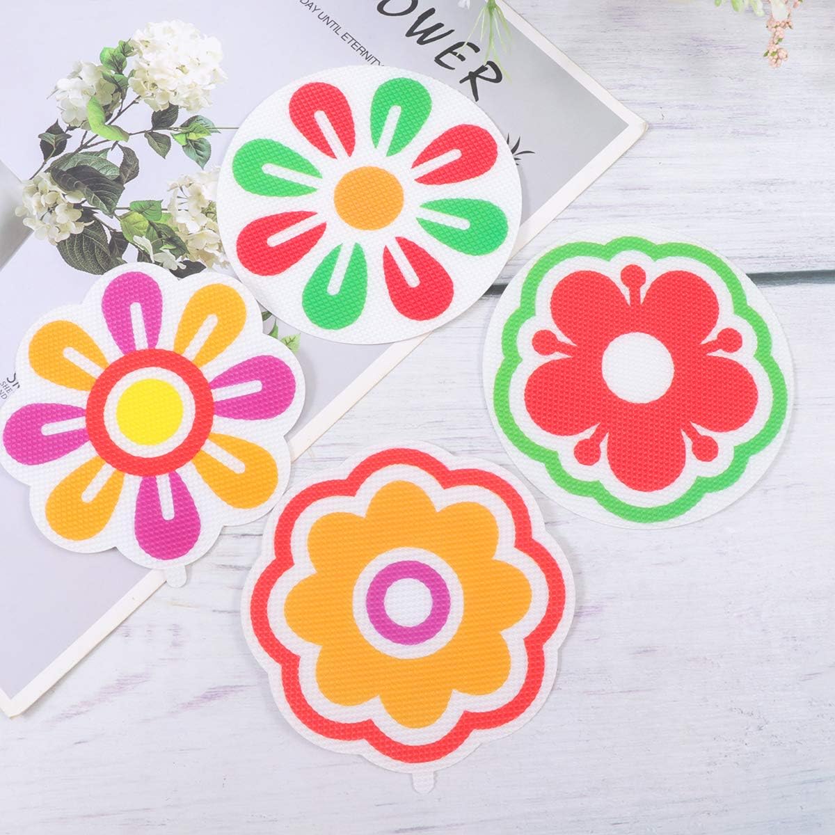 Non-Slip Fraction Design 8 Pieces Peva Decal Set for Bathrooms