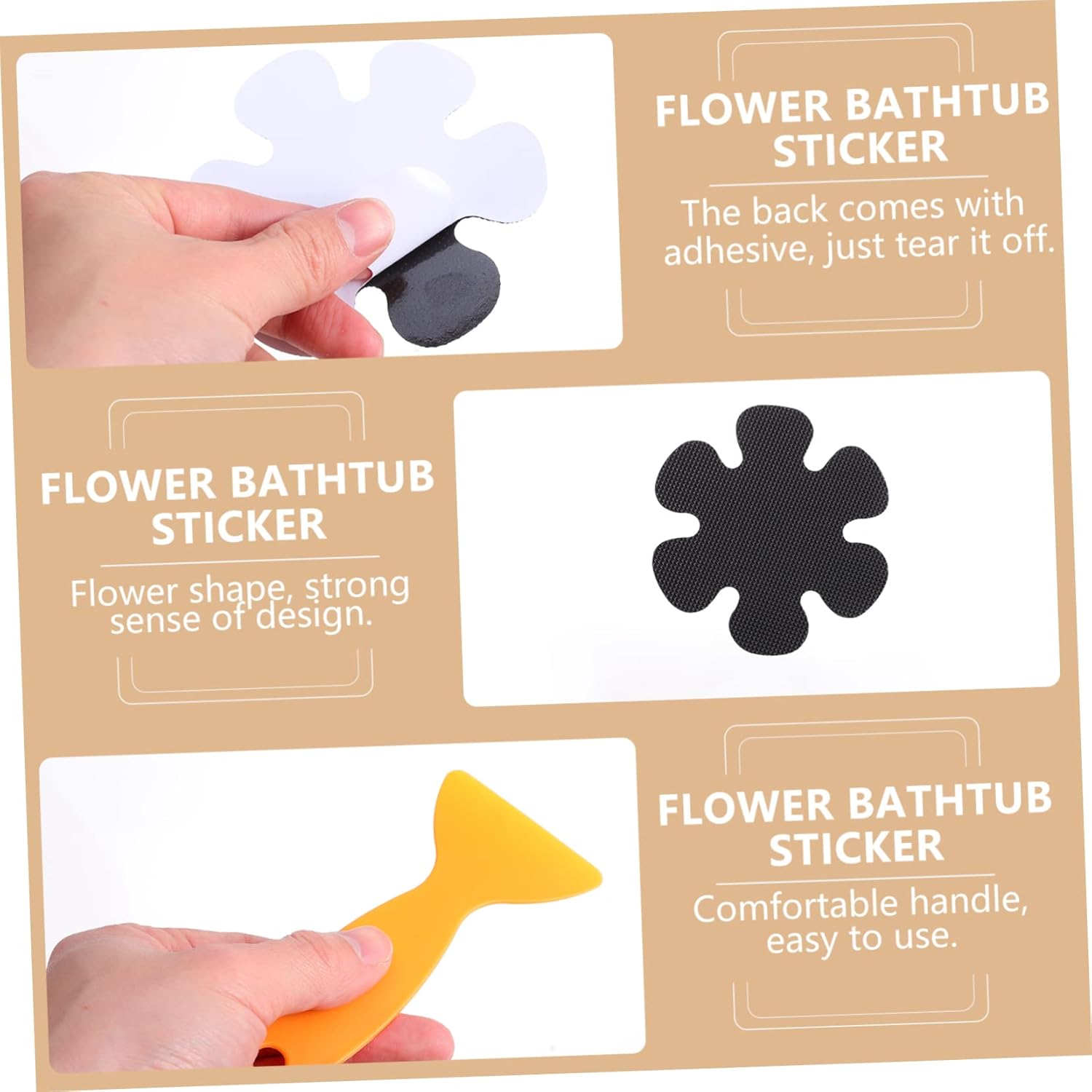 Non-SlipFlower Shape Bath Sticker Mat for Bathtub Easy to Stick