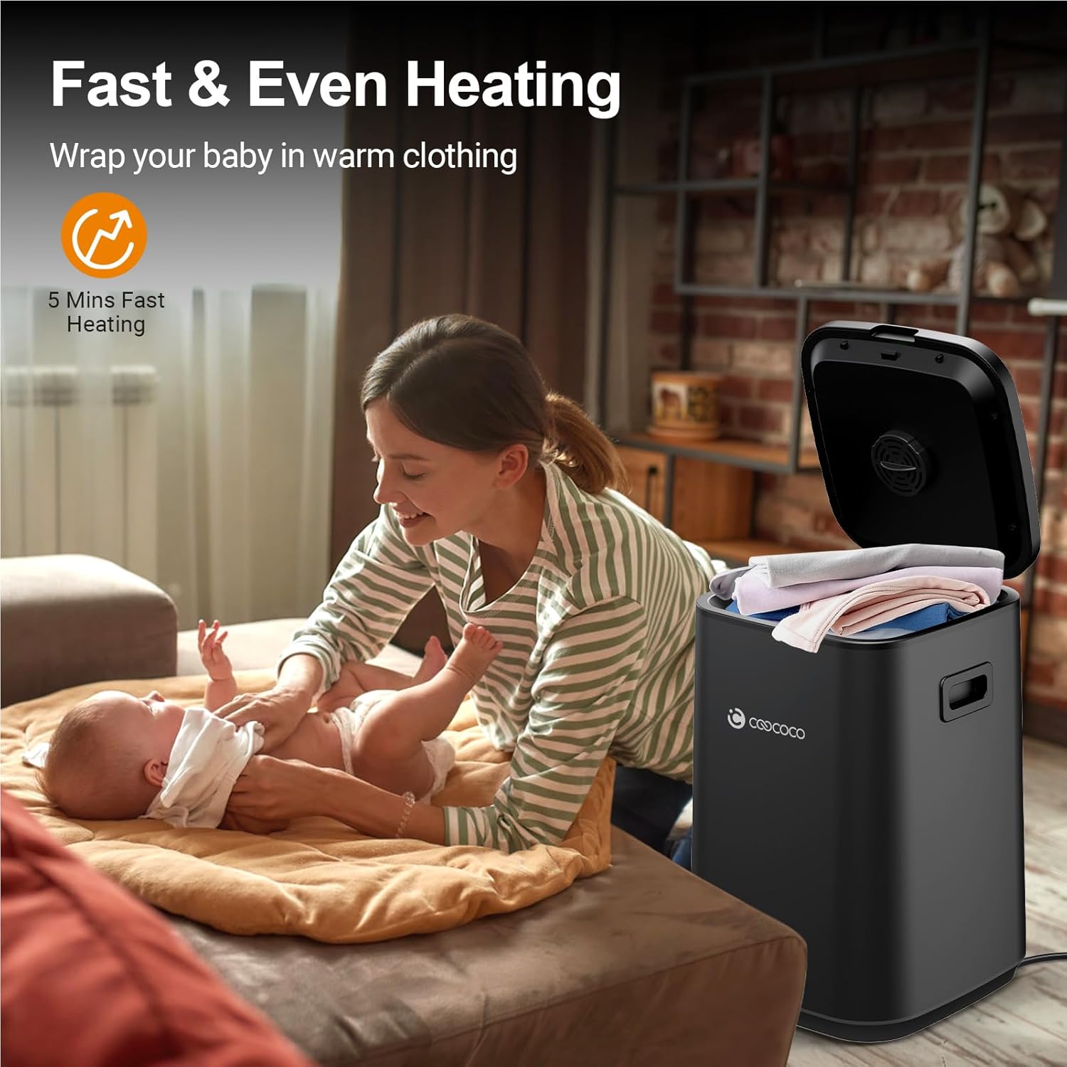 Big Towel Warmer ChildSafe 24H Delay Timer Black ABS LED Display