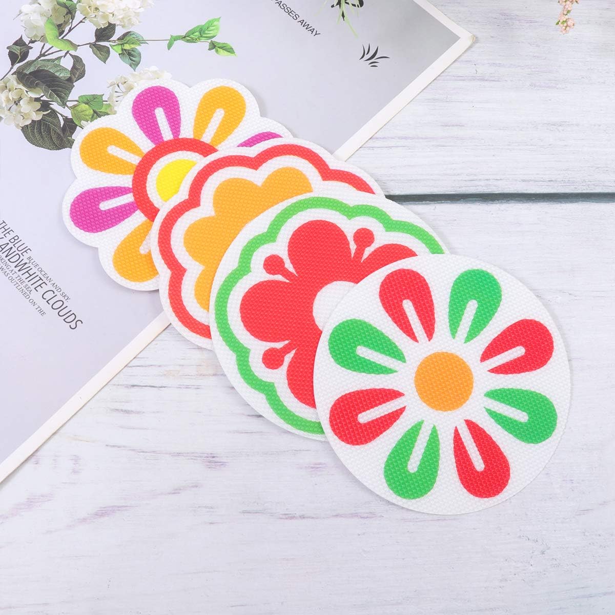 Non-Slip Fraction Design 8 Pieces Peva Decal Set for Bathrooms