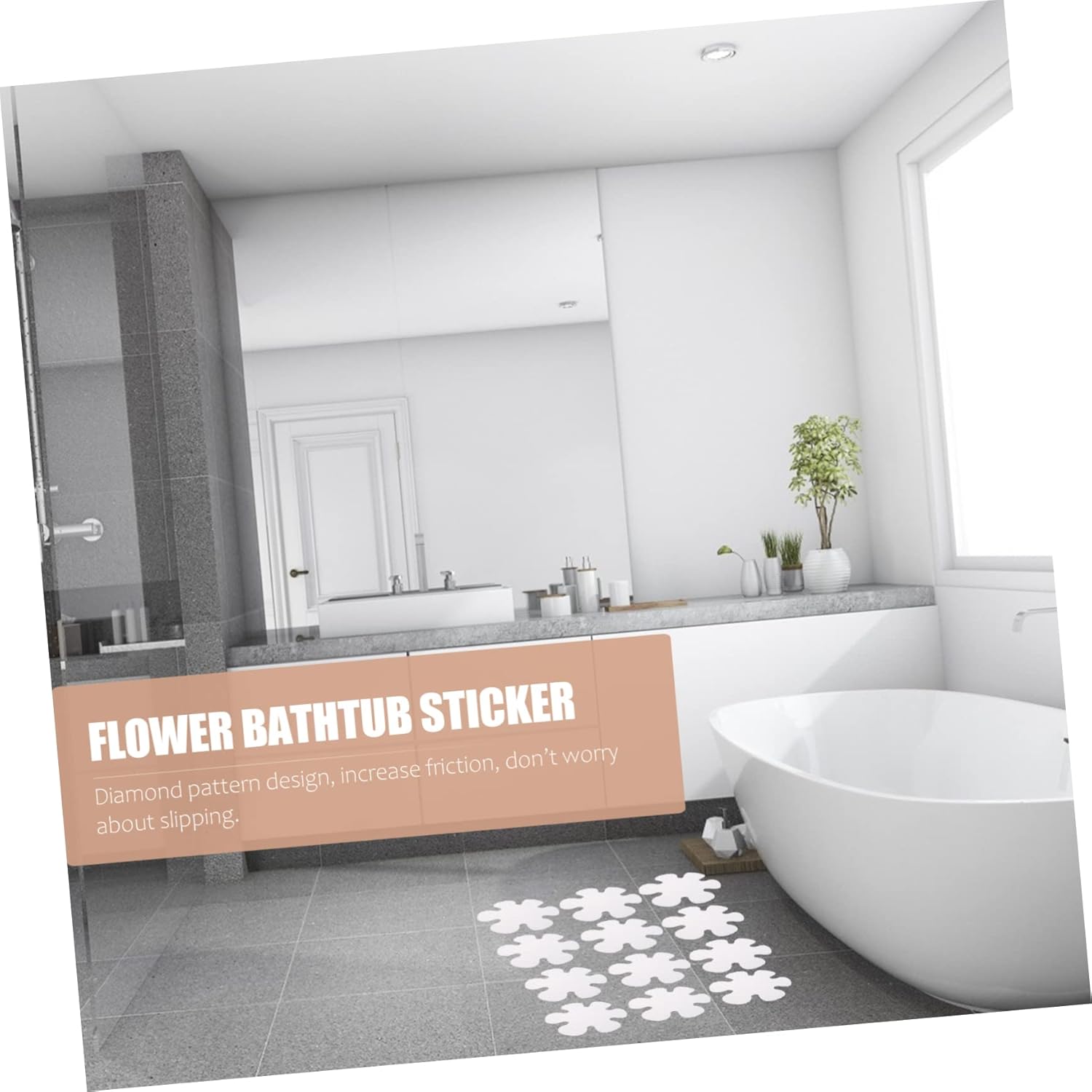 HOOTNEE Bathtub Mat Flower Design Non-Slip Peva Sticker