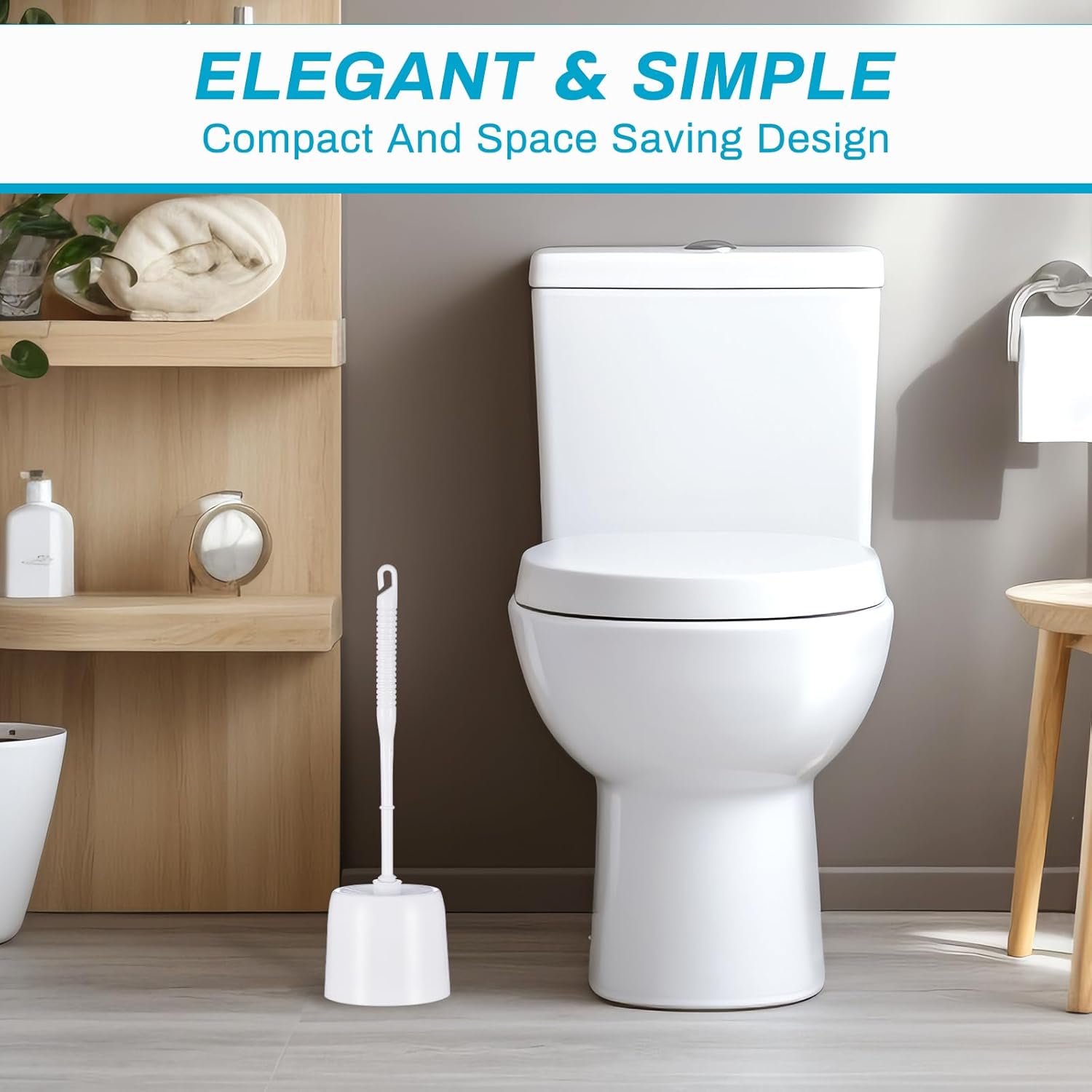 6 Set Classic Toilet Brush Set with Holder Compact Design 360 Deep Cleaning