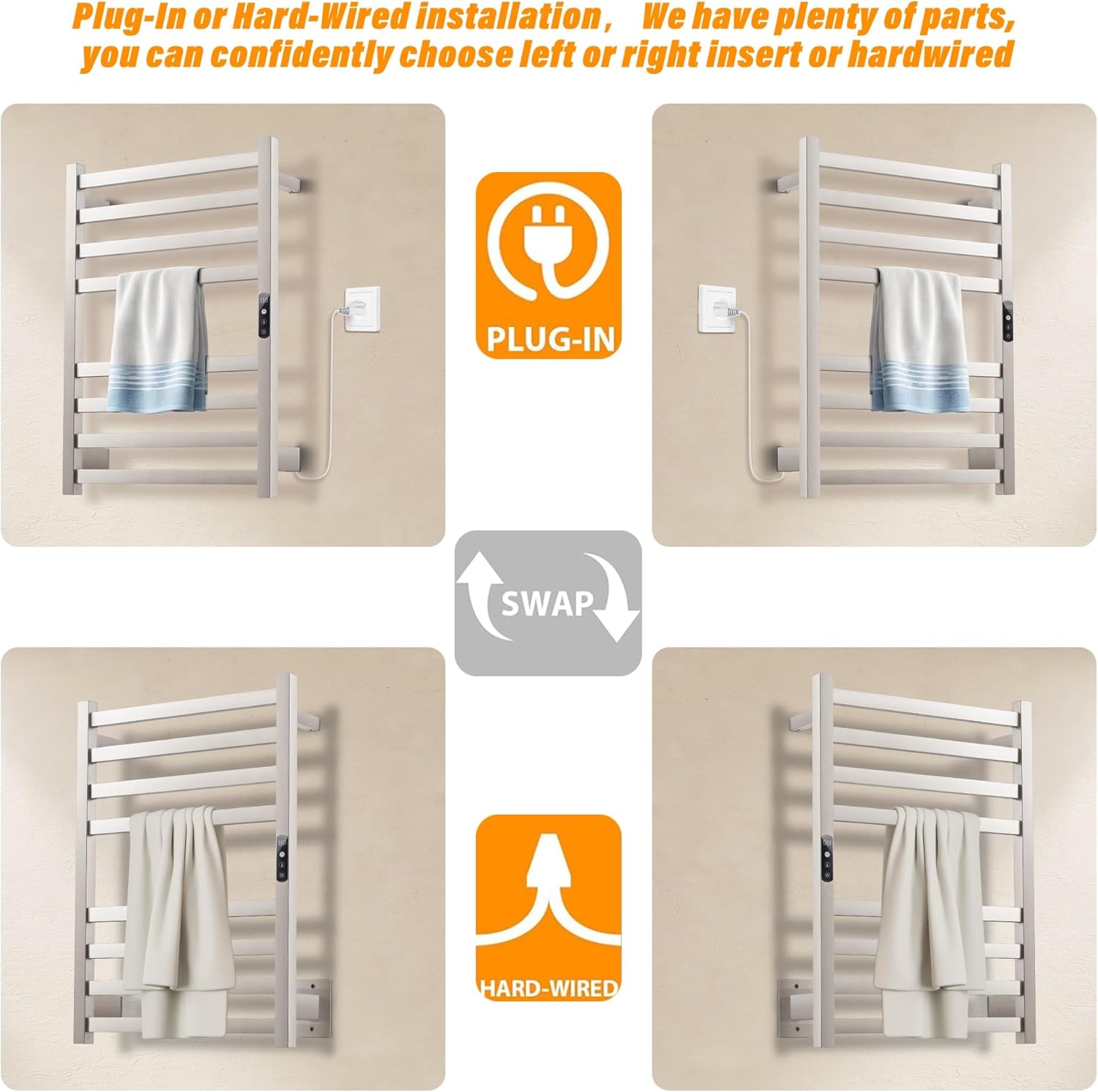 Fast-Warming Towel Warmer with 304 stainless steel material for your bathroom
