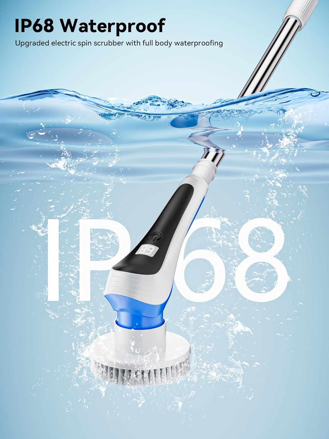 Electric Spin Scrubber Cordless with 8 Replaceable Brush Heads