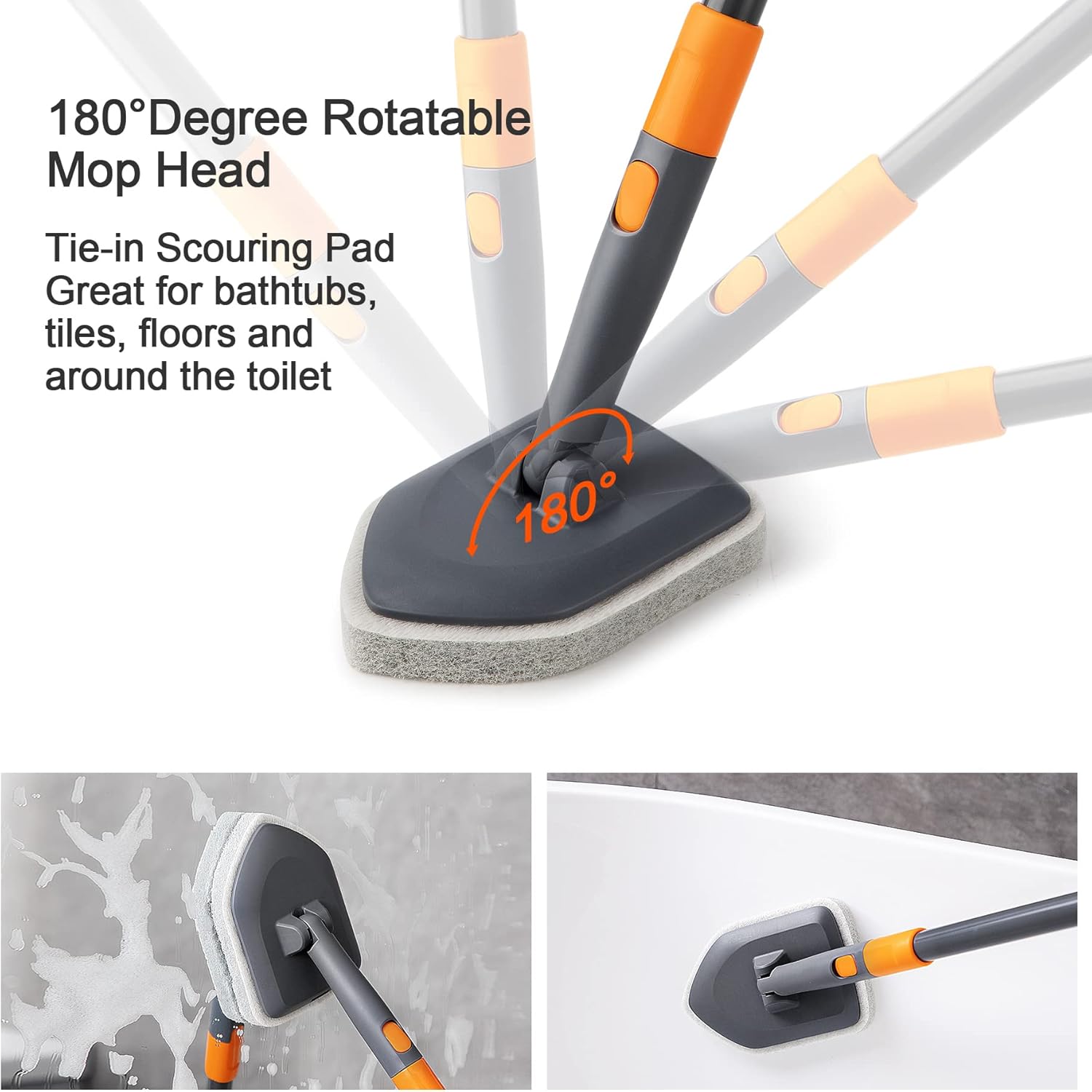 Scrub Brush with 56 Long Handle Multifunctional Tile and Tub Scrubber