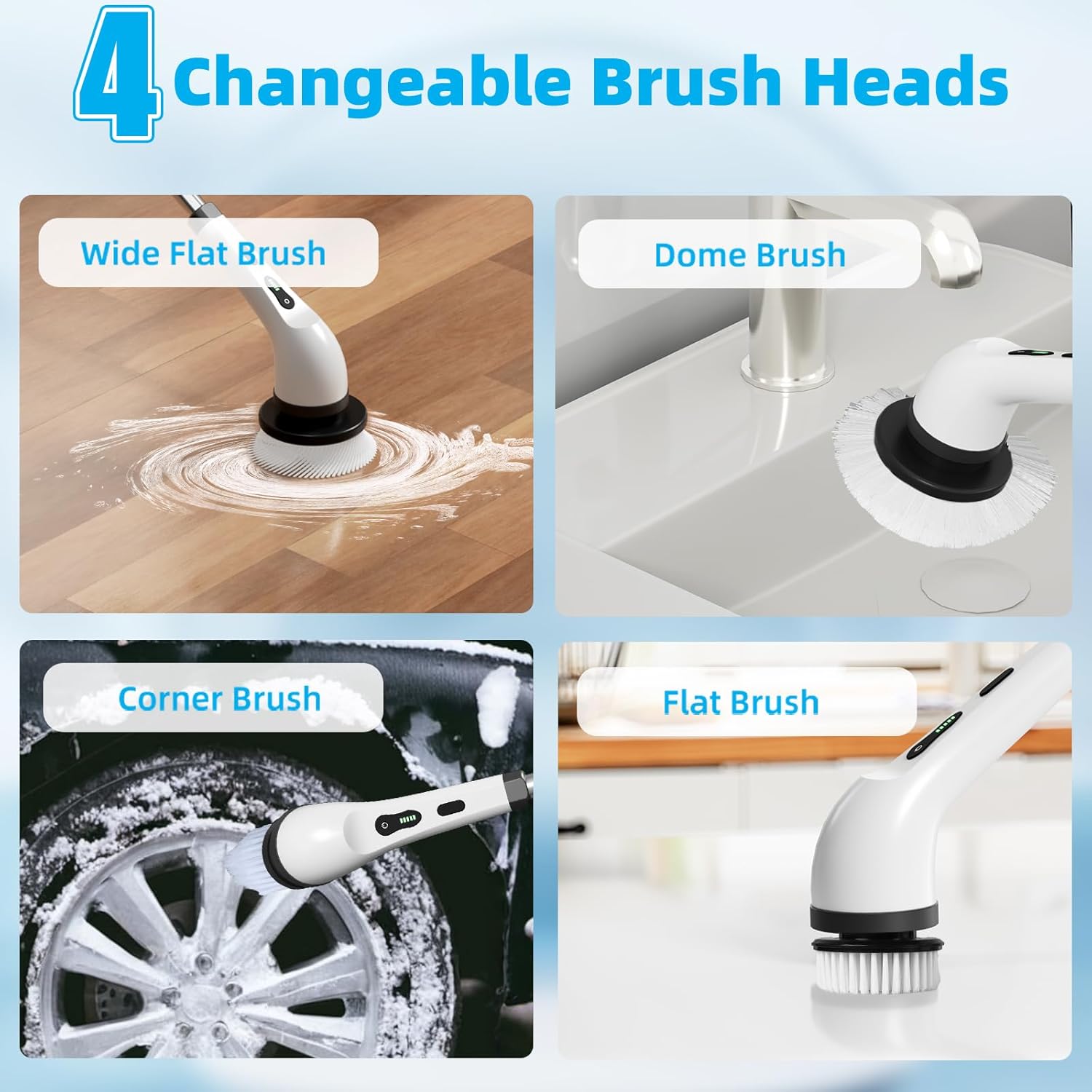 Yorraka Brush Head 4 Pack for Electric Spin Scrubber