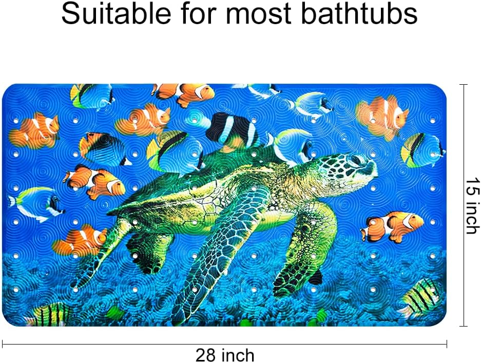 Yolife Sea Turtle Bath Mat Non-Slip PVC Suction Cup