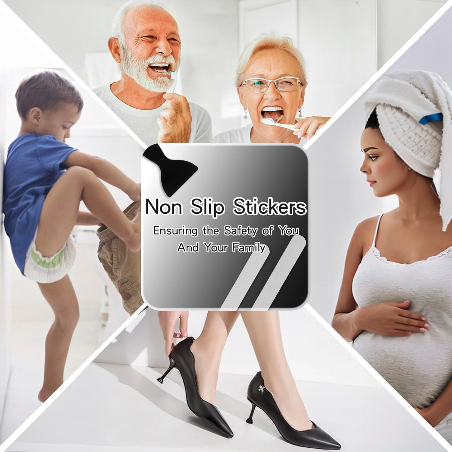 24PCS Shower Non-Slip Stickers Anti-Slip for Bathroom Safety Guide