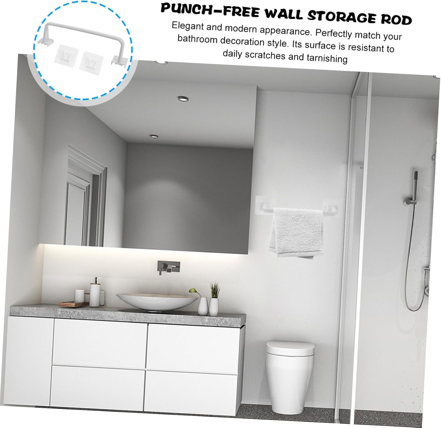 Zerodeko Adhesive Towel Holder - No Drilling Required Space-Saving for Bathroom Kitchen