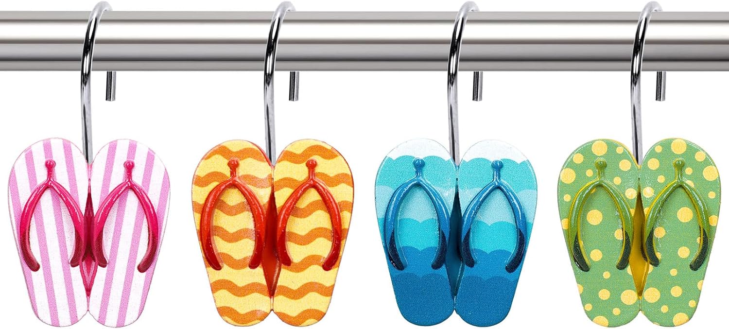 Whaline Summer Beach Flip Flop Shower Curtain Hooks