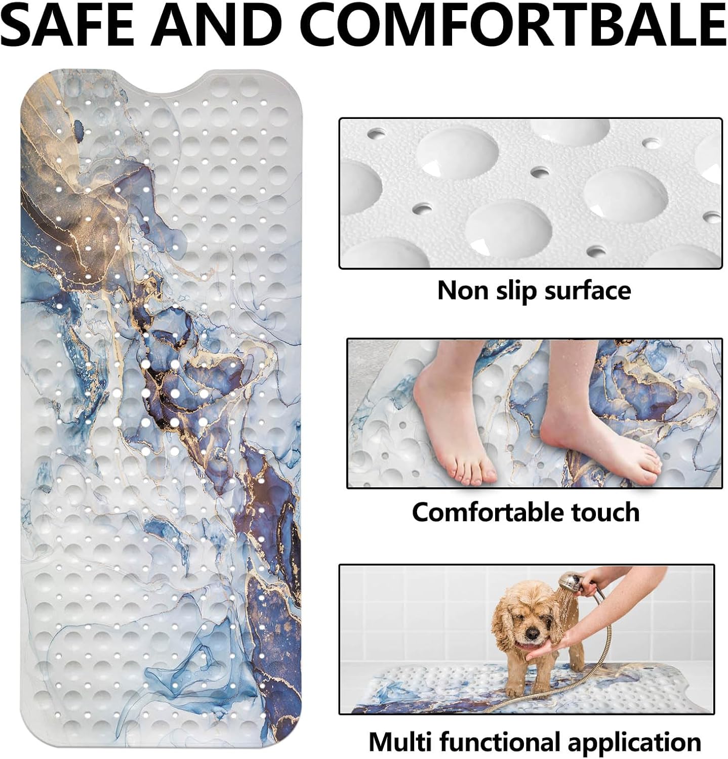LNOND Marble bathtub mat for slip-free fun underwater