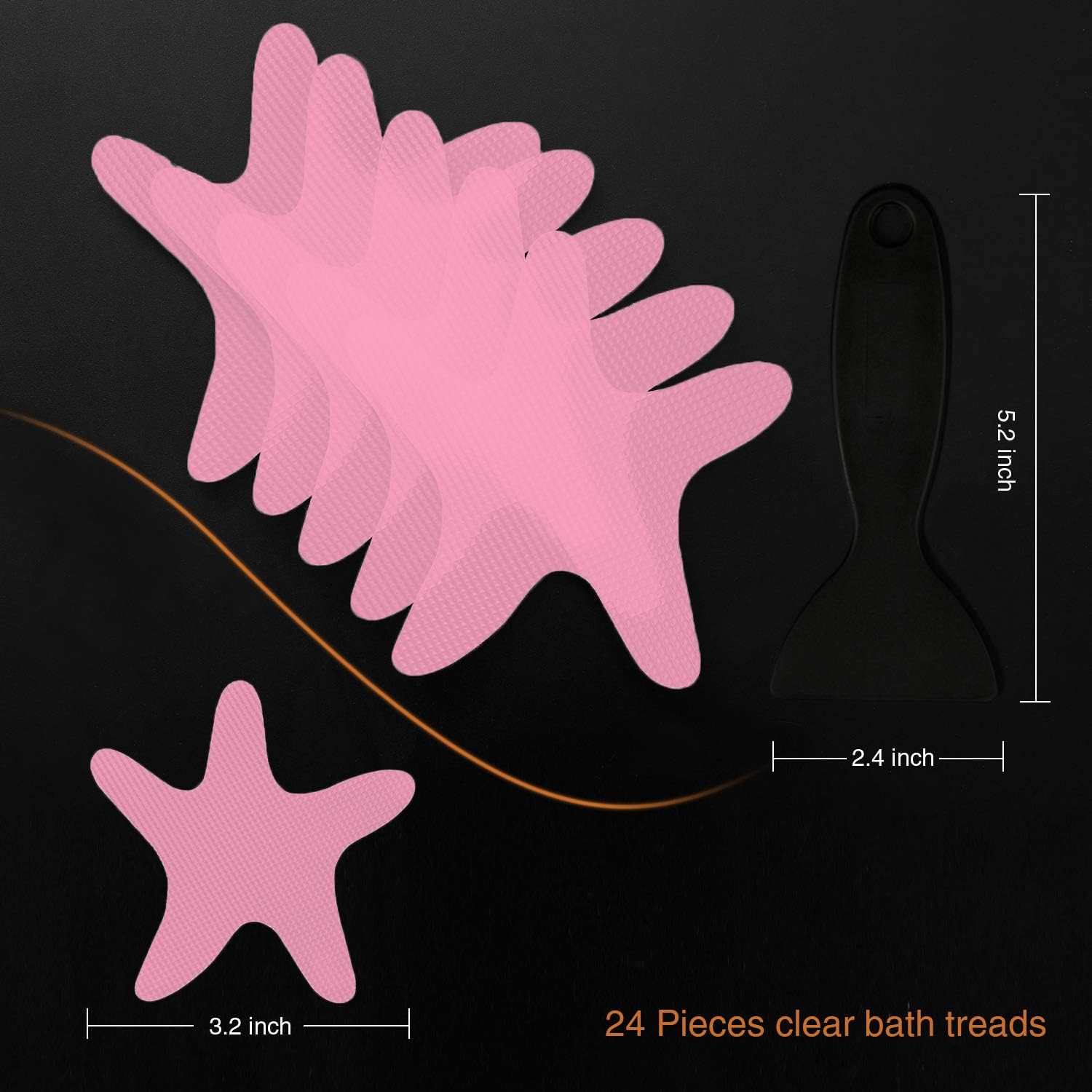 Anti Slip Shower Stickers 24 PCS Pink Safety Decals