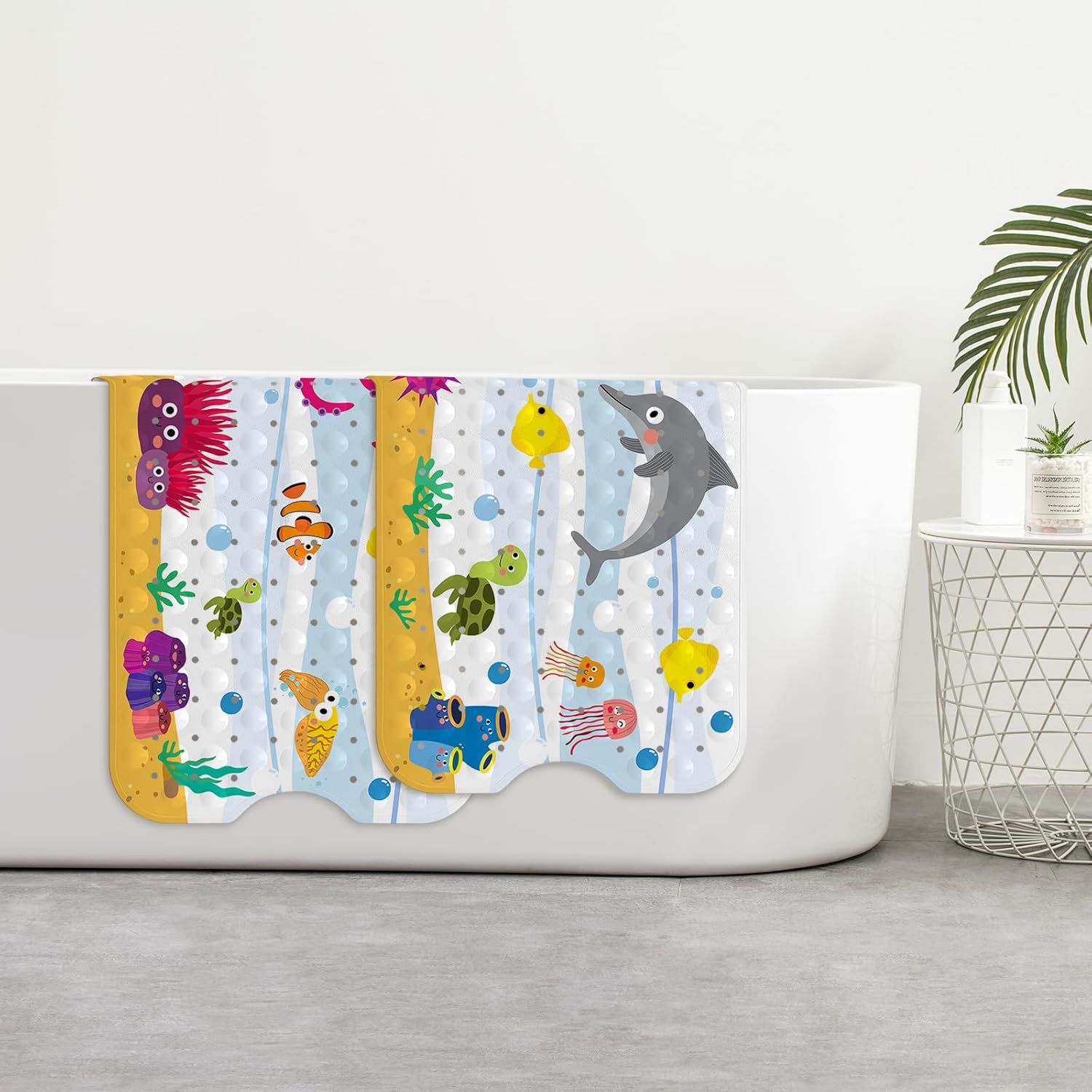 Yolife Kids Bath Mat Adventure 40x16in Suction-Cool Design for toddlers