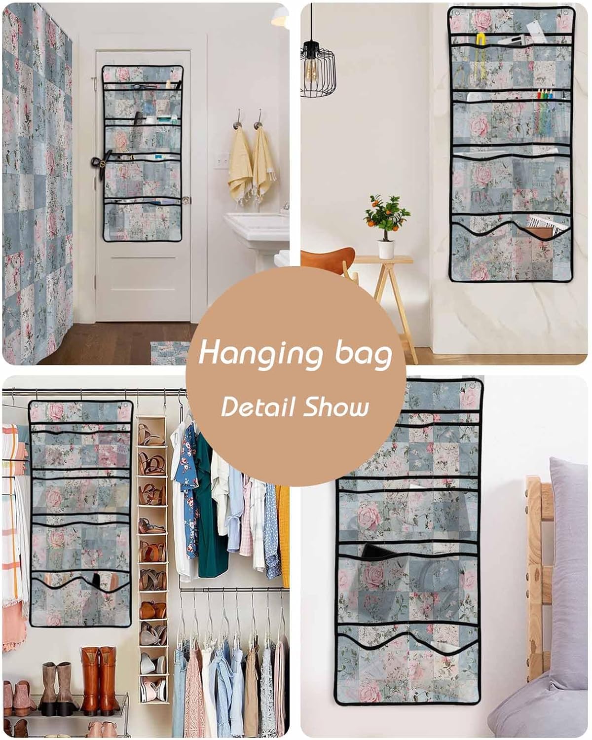 ZFUNCING Mesh Shower Curtain Organizer Set for the Bathroom