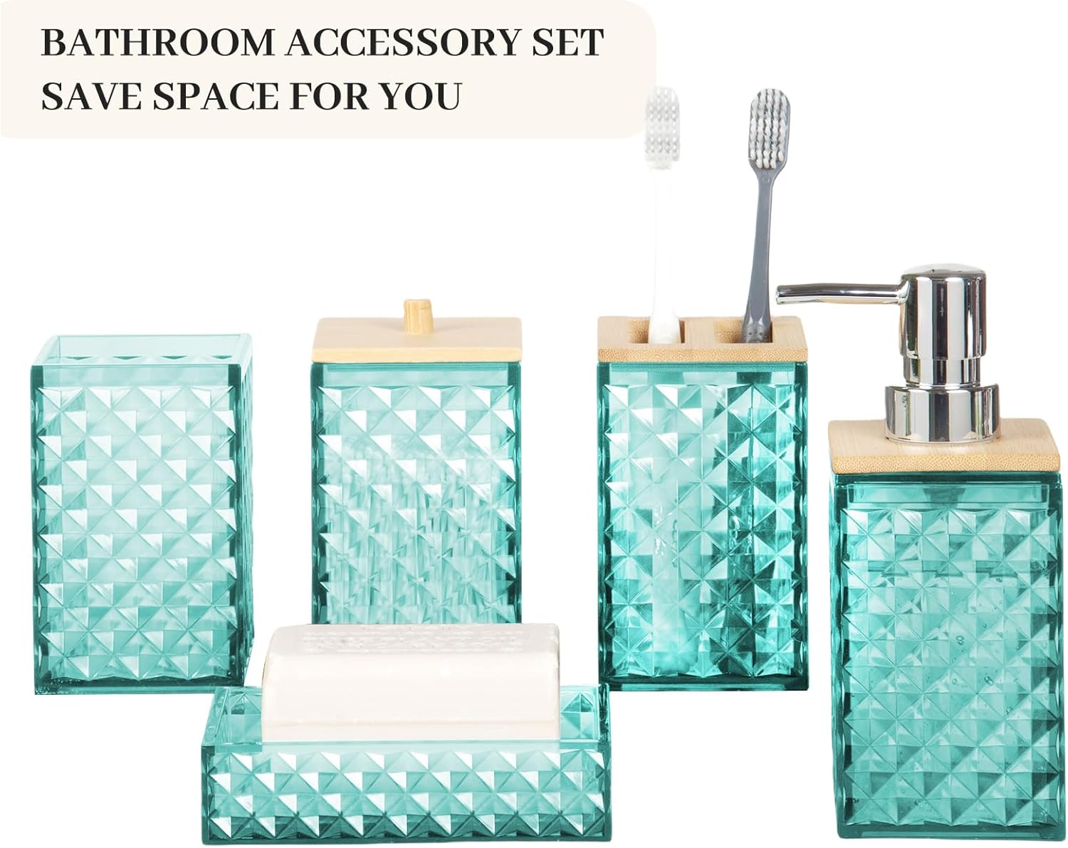 5-Piece Grid Pattern Bathroom Accessory Set High-Quality Design