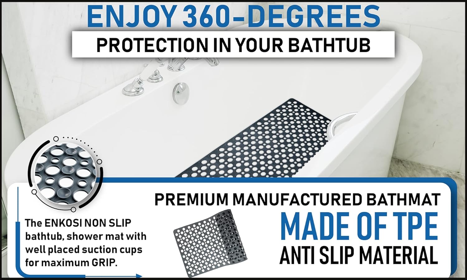 Safe Nonslip Bath Mat for Kids Adults