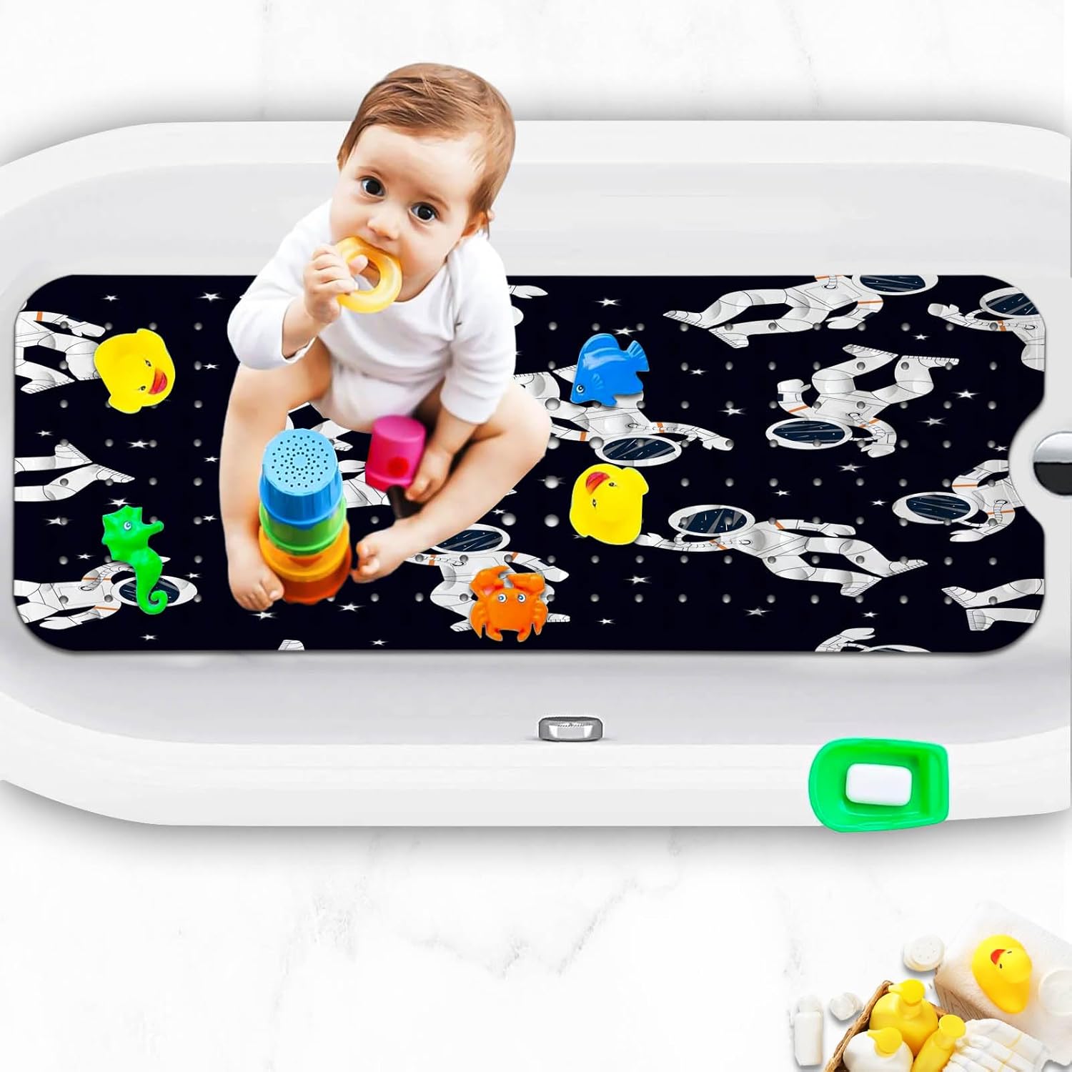KINUUIS Kids Bath Mat with Suction Cups