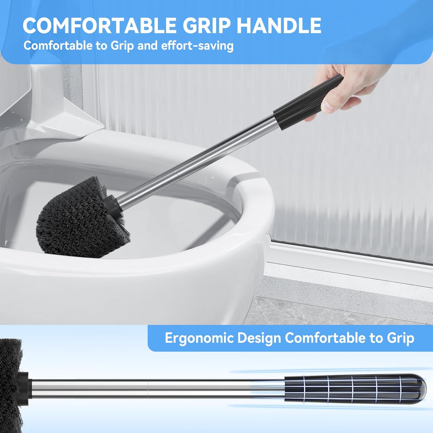 Stainless Steel Modern Style Toilet Brush and Holder Set