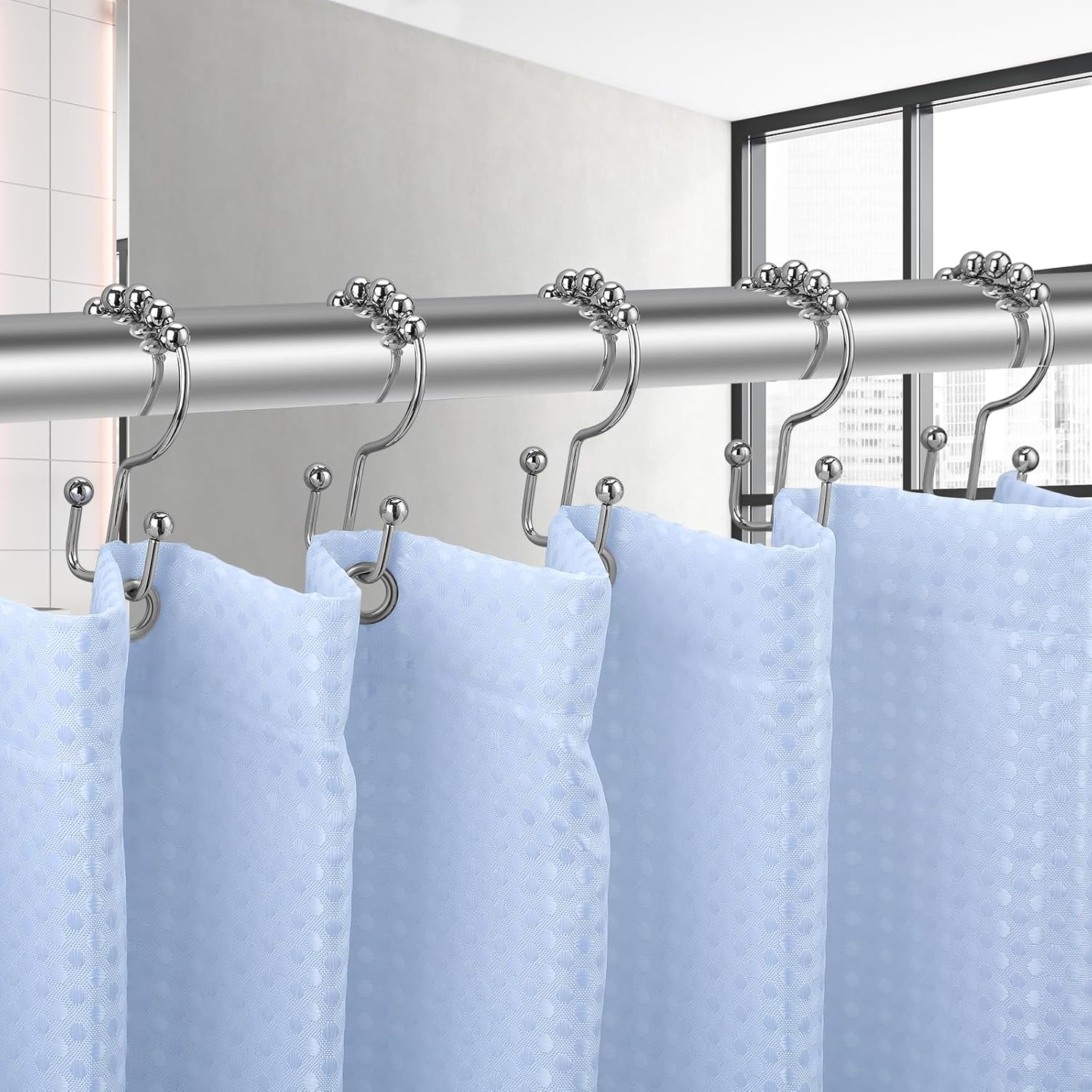 Durable 304 Stainless Steel Double-Sided Shower Curtain Hooks with Glide Action