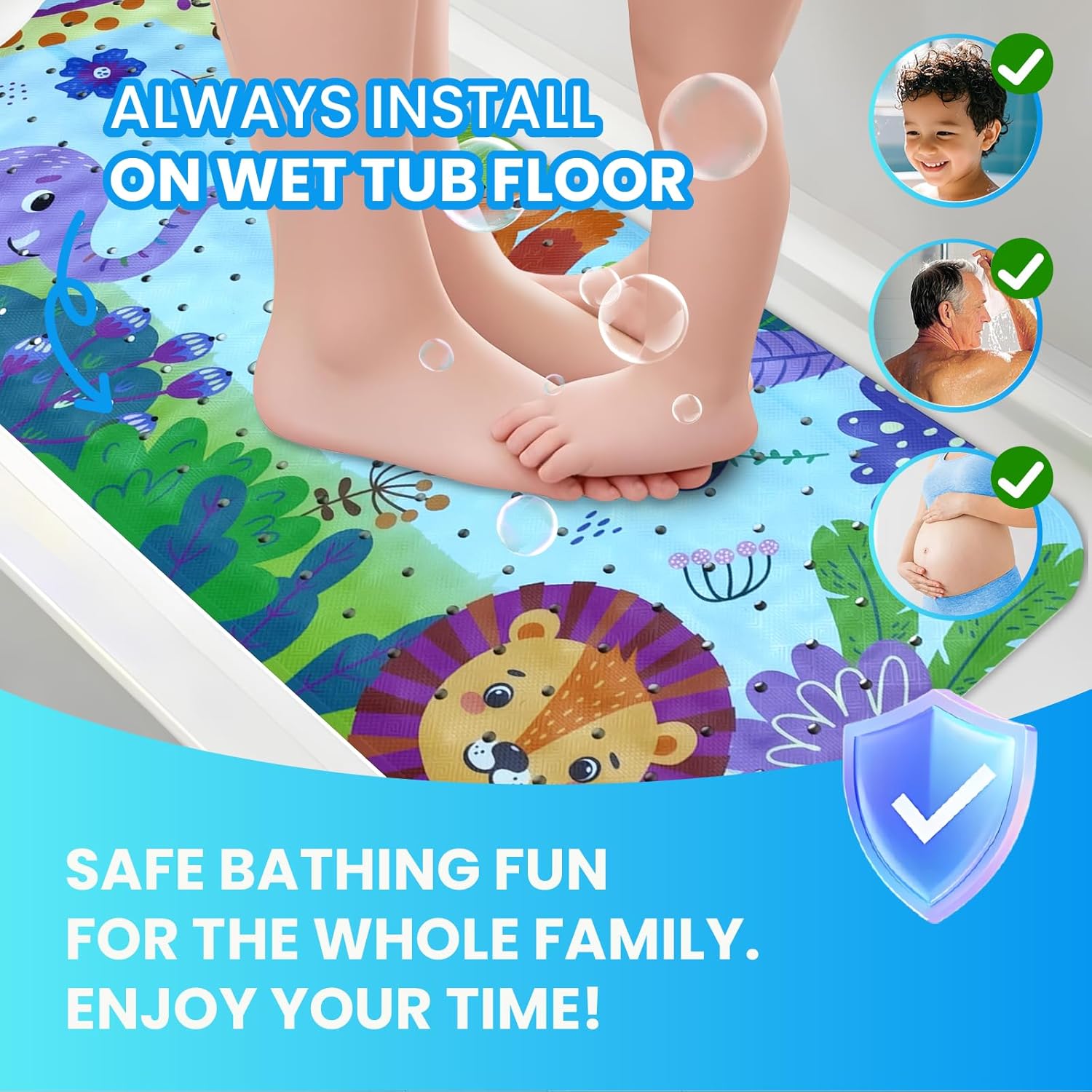 Linoows - Non-Slip Bathtub Mat 4016 Forest Animal Design