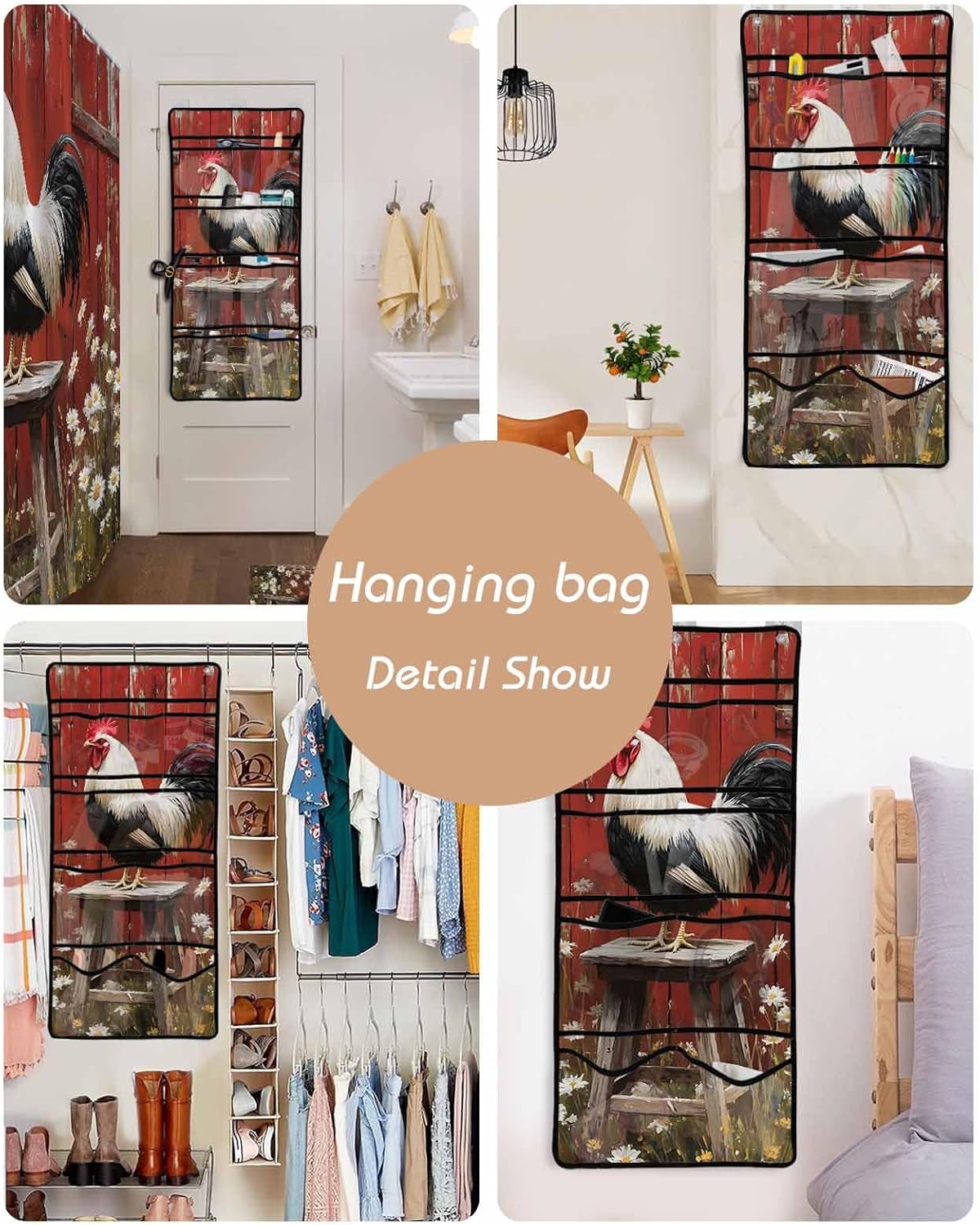 ZFUNCING Rustic Farmhouse Shower Curtain Set with 10 Pockets