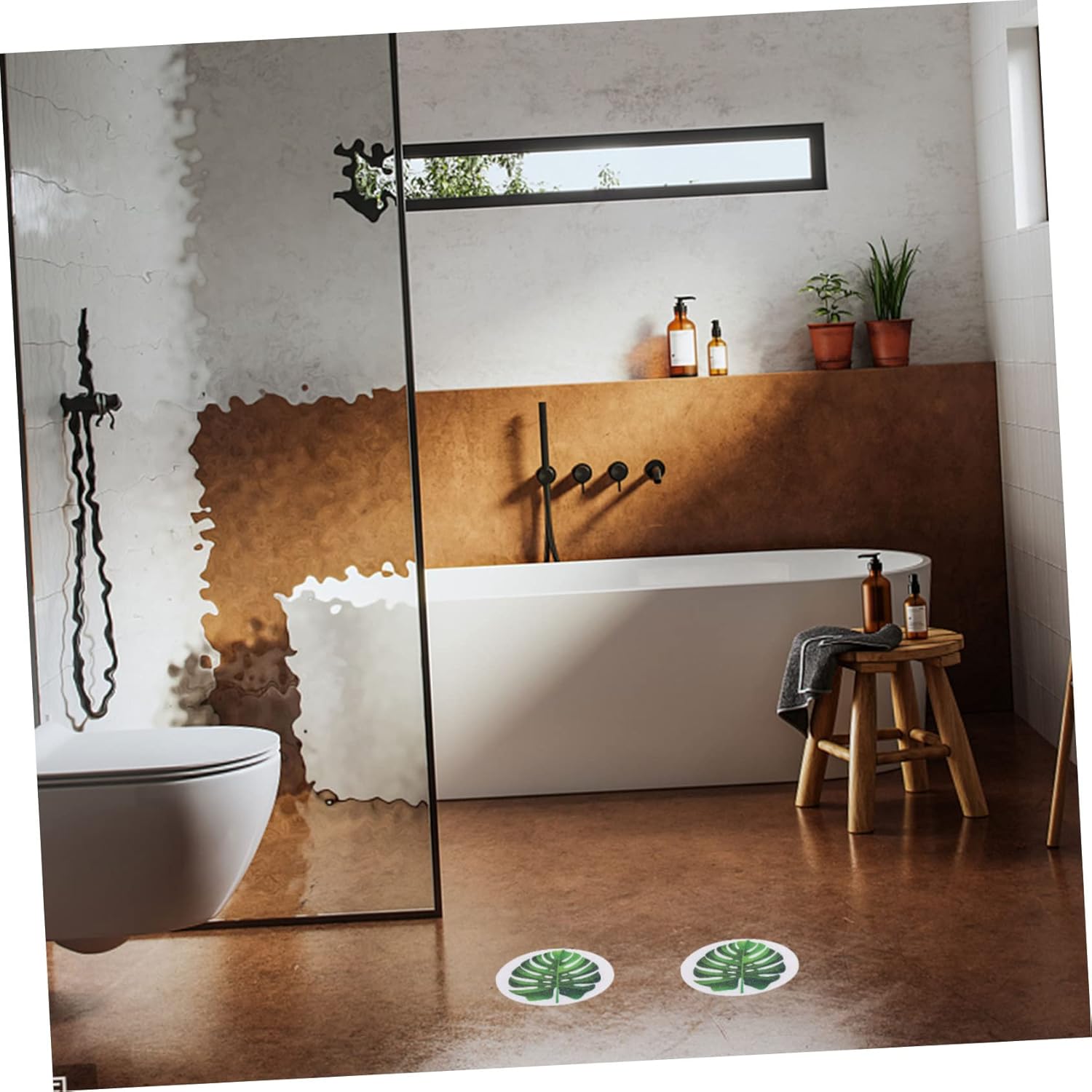 Ciieeo Leaf Pattern Bathtub Stickers Non-Slip Decor