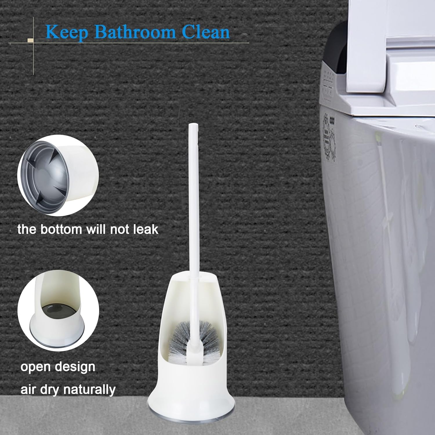 Curved Toilet Brush with Holder for Deep_cleaning Under the Rim
