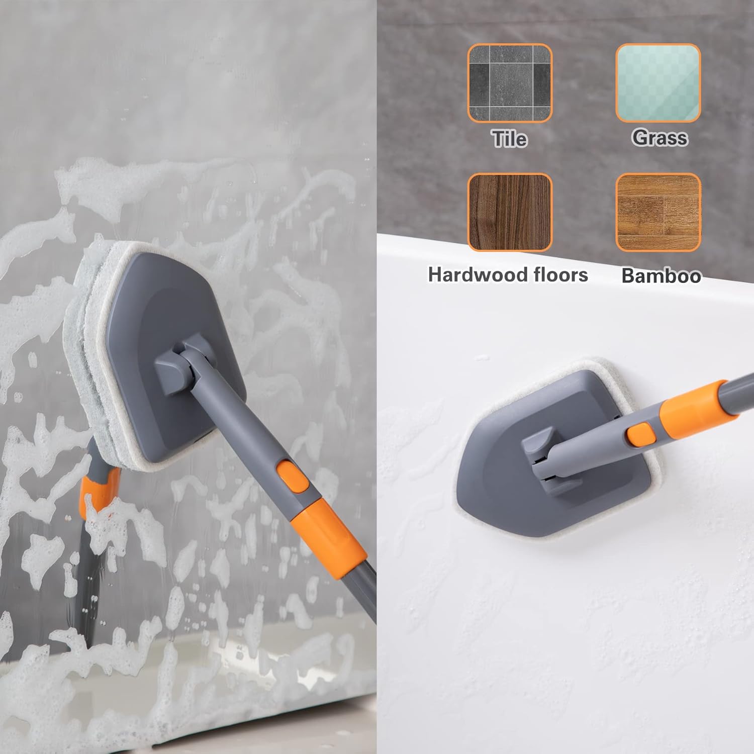 Scrub Brush with 56 Long Handle Multifunctional Tile and Tub Scrubber